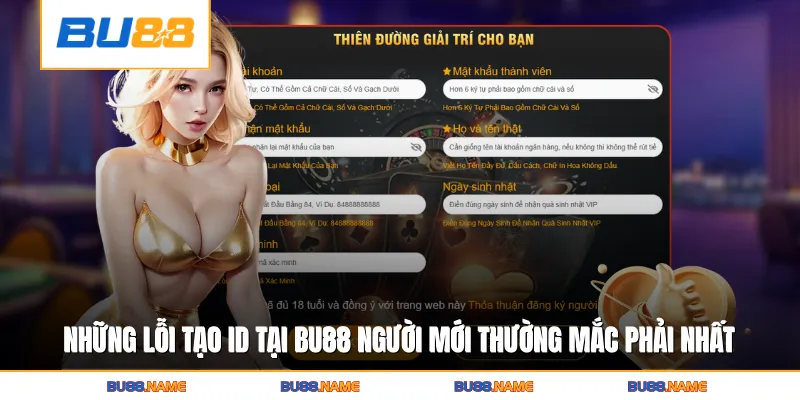 Đăng ký 3 Những lỗi tạo ID tại Bu88 người mới thường mắc phải nhất